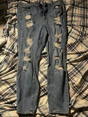 Wax Jean Women's Ripped Skinny Jeans - Light Blue